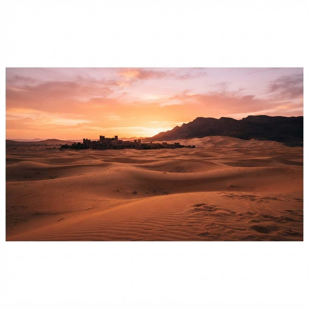 Desert dunes and kasbahs of southern Morocco